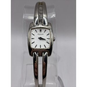 Pulsar Women's Quartz Watch Silver Square Dial- New Battery